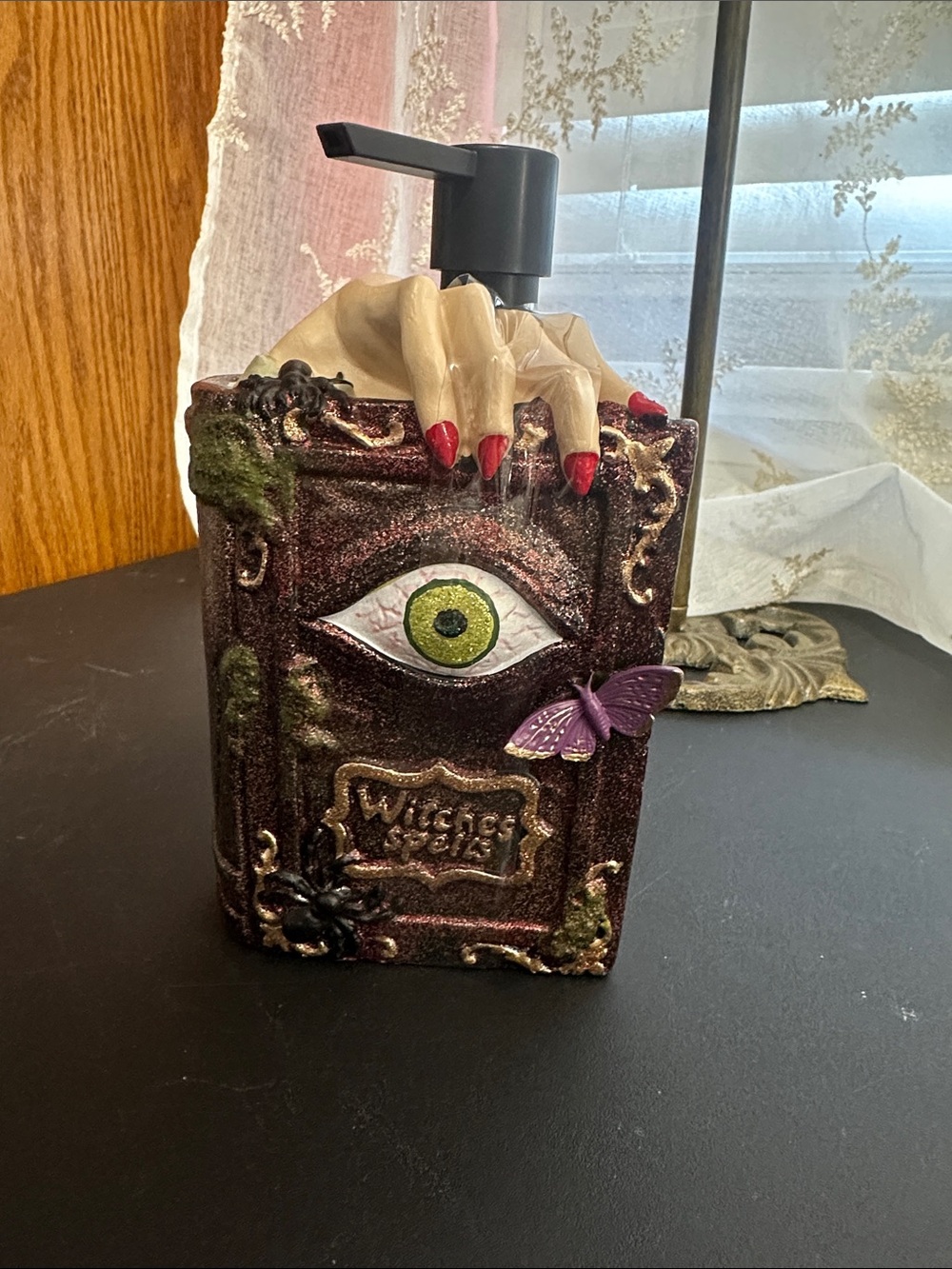 Halloween evil eye book soap dispenser